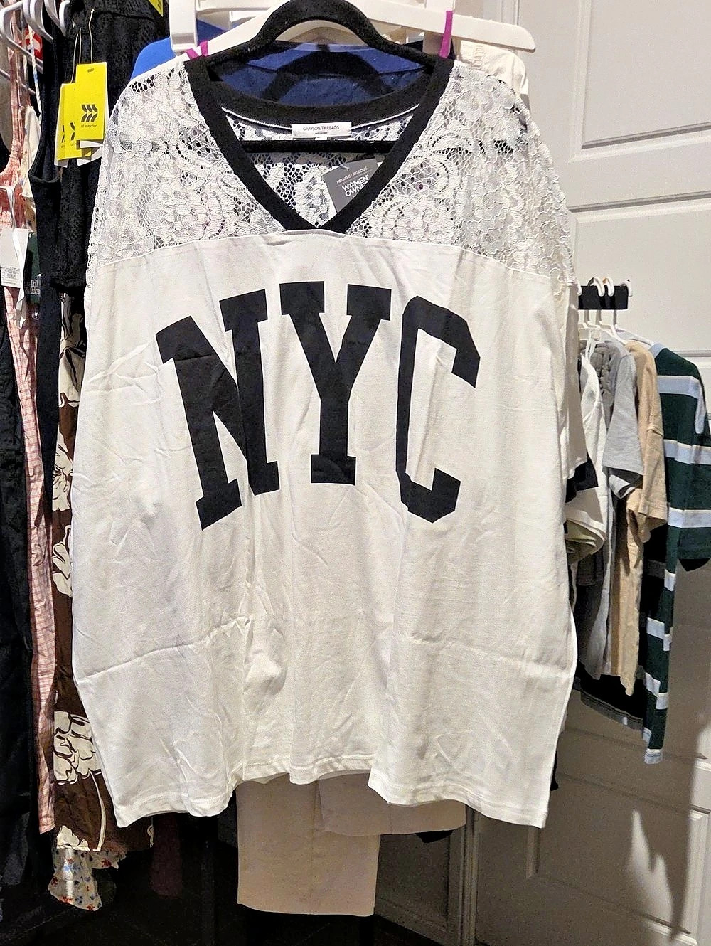 Grayson/Threads Lace Shoulder NYC Top White Black Size 3X Like New